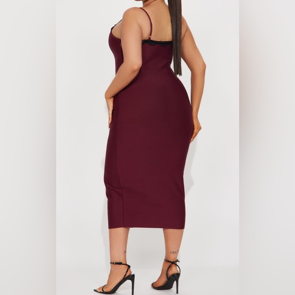 Fashion Nova Deep Red Corset Midi Dress - Picture 6 of 6